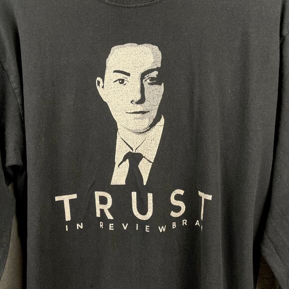 Trust In Reviewbrah Tee Mens SZ Large Black Long Sleeve Youtuber Shirt Novelty - Picture 2 of 5